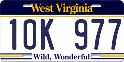 WV license plate 1OK977