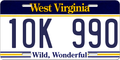 WV license plate 1OK990