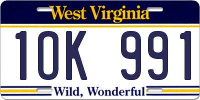 WV license plate 1OK991