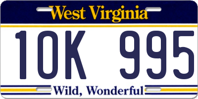 WV license plate 1OK995