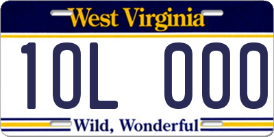 WV license plate 1OL000