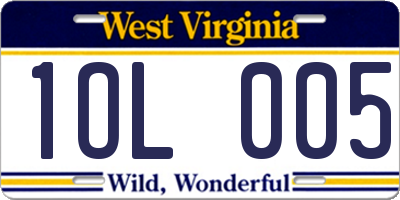 WV license plate 1OL005