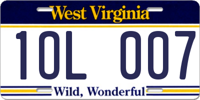 WV license plate 1OL007