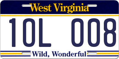WV license plate 1OL008