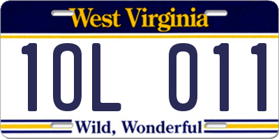 WV license plate 1OL011