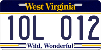 WV license plate 1OL012