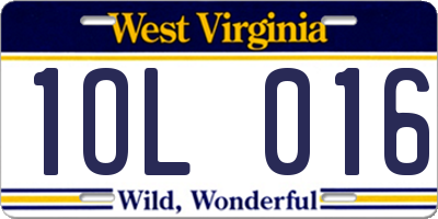 WV license plate 1OL016
