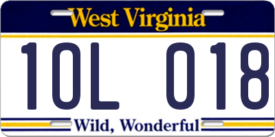 WV license plate 1OL018
