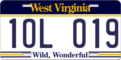 WV license plate 1OL019