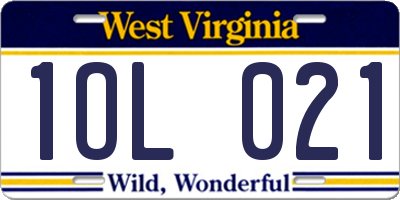 WV license plate 1OL021