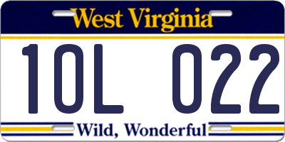 WV license plate 1OL022