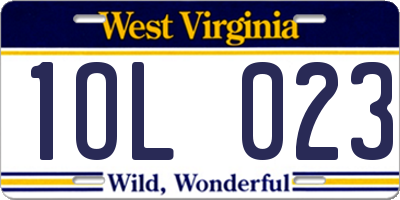 WV license plate 1OL023