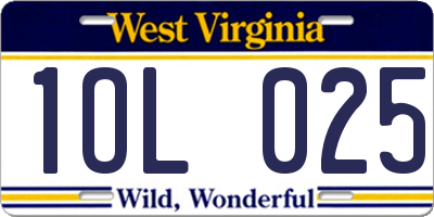WV license plate 1OL025