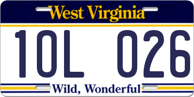 WV license plate 1OL026