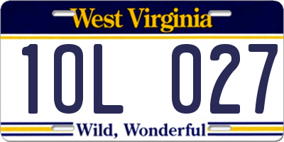 WV license plate 1OL027