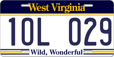 WV license plate 1OL029