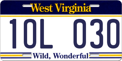 WV license plate 1OL030