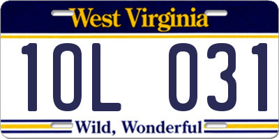 WV license plate 1OL031