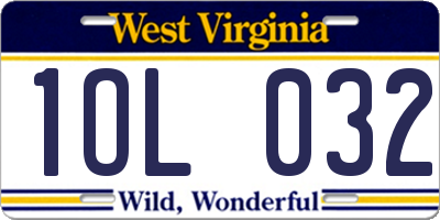 WV license plate 1OL032