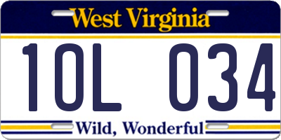 WV license plate 1OL034