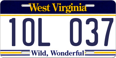 WV license plate 1OL037