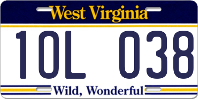 WV license plate 1OL038