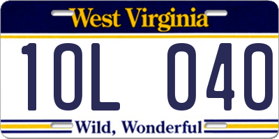 WV license plate 1OL040