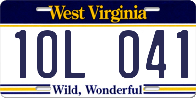 WV license plate 1OL041