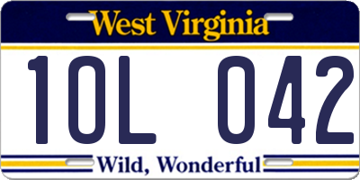 WV license plate 1OL042
