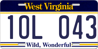 WV license plate 1OL043