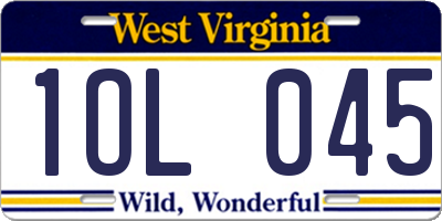 WV license plate 1OL045