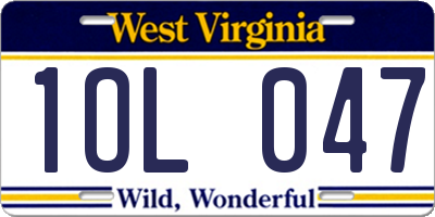 WV license plate 1OL047