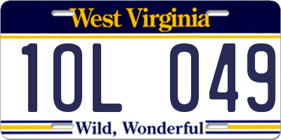 WV license plate 1OL049