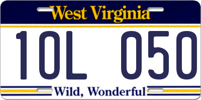 WV license plate 1OL050
