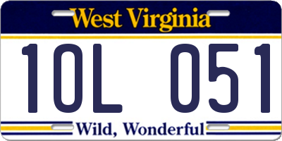 WV license plate 1OL051