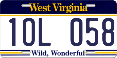 WV license plate 1OL058