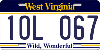 WV license plate 1OL067