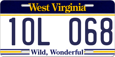 WV license plate 1OL068