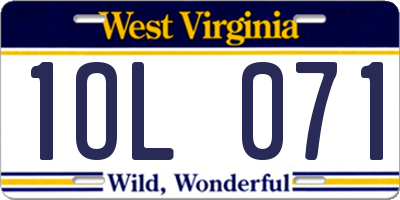 WV license plate 1OL071