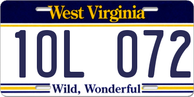 WV license plate 1OL072