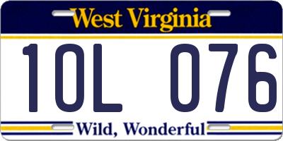 WV license plate 1OL076