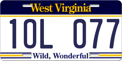 WV license plate 1OL077