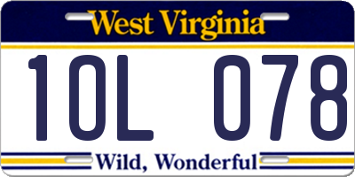 WV license plate 1OL078