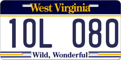 WV license plate 1OL080