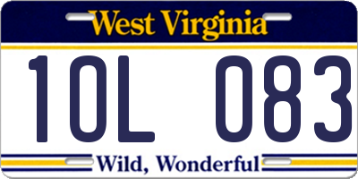 WV license plate 1OL083