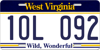 WV license plate 1OL092