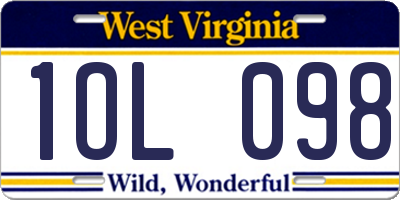 WV license plate 1OL098