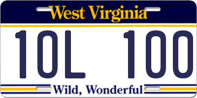 WV license plate 1OL100
