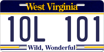 WV license plate 1OL101