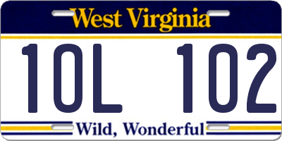WV license plate 1OL102